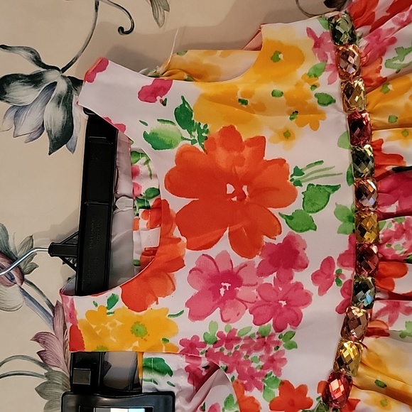 American Princess Baby Floral Dress with Jewel Detail Size 9M EUC w/Bloomers - Picture 3 of 5